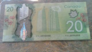 2012 Bank Of Canada $20 Dollar Fancy Serial Number Fvl8898888 (well Circulated)