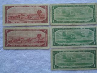 1954 Canada Three $1 Notes and Two $2 Notes 4
