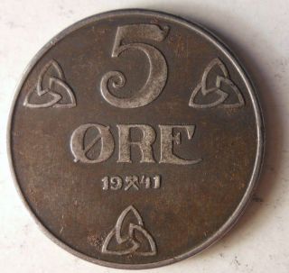 1941 Norway 5 Ore - Ww2 Iron Coin - Scarce - - Bargain Bin 84