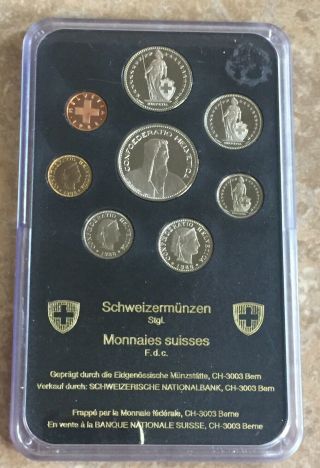 1988 Swiss Brilliant Uncirculated 8 Coin Set Dr 04