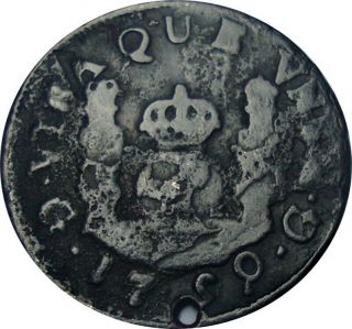 1759 Guatemala 1/2 Real G P - Ferdin Vi Silver Coin - Km:16 Very Scarce - Hole