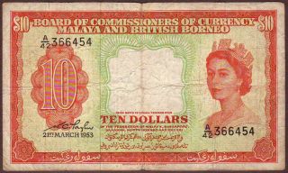 Malaya & British Borneo 10 Dollars 1953