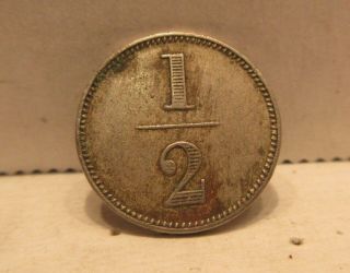 1880 Puerto Rico 1/2 Centavos Coin Hacienda Mercedija Juan Serralles Pnc38