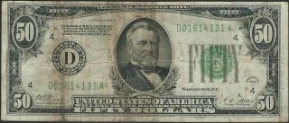 1928 A $50 Circulated Federal Reserve Note " Redeemable In Gold "