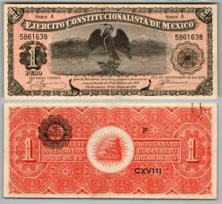 1857: M933a - Ejercito Constitucionalista De Mexico Un Peso - Au