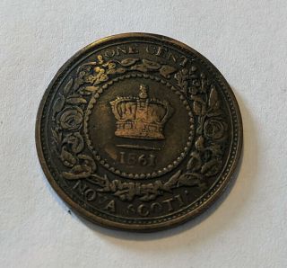1861 Canada Nova Scotia Large 1 Cent Coin - Exact Coin Shown