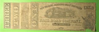 Set Of 4 Confederate Railroad N.  O.  J.  & G.  N.  Notes,  Liberty Anointing Eagle.