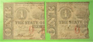 Civil War.  Half Notes State Of Louisiana,  One Dollar Notes.