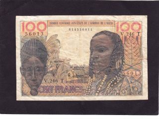 West African States 100 Francs Togo P - 801tf 1965 Vg,  /f