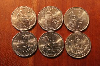 2009 Dc And U.  S.  Territories P Complete 6 Coin Set Brilliant Uncirculated