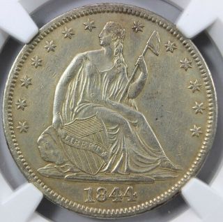 1844,  50 Cent,  Seated Liberty,  Ngc Au Detail,  Cleaned