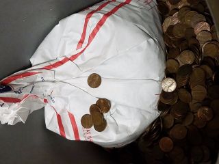 Bag Of 3,  000 Circulated 95 Copper Pennies.  20lbs Bulk Bullion.  Find Wheats &.