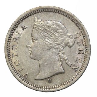 1882 - H British Straits Settlements Silver Five 5 Cents Queen Victoria Km 10
