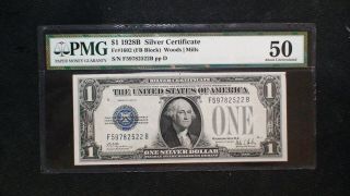 1928 B One Dollar Pmg Au50 Silver Certificate Funny Back $1 Bill Buy It Now