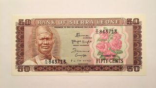 1984 Sierra Leone 50 Cents Banknote,  Pick 4e,  Uncirculated