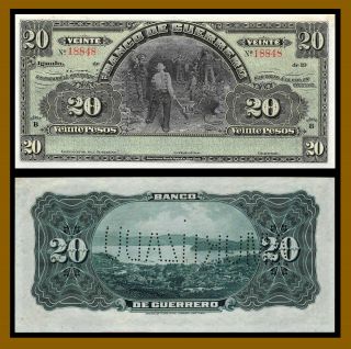 Mexico 20 Pesos,  1914 P - S300b Serie B Bank De Guerrero About Uncirculated (au, )