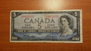 1954 Bank Of Canada Money $5 - - Devil 