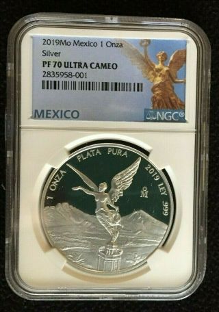 2019mo Mexico One Onza Proof Silver Libertad Ngc Pf70 Uc - Perfect | Ngc Top Pop