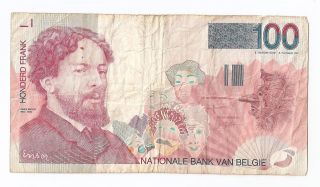 Belgium 100 Francs Nd (1995 - 2001).  James Ensor
