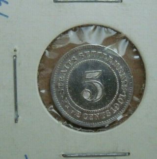 STRAITS SETTLEMENTS 1901 MALAYA QUEEN VICTORIA 5 CENTS COIN 2