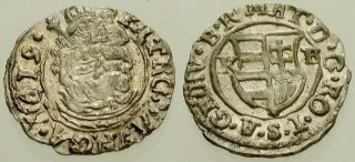 064.  Hungarian Silver Coin.  Matthias.  Ar Denar.  1619.  Mary With Baby.