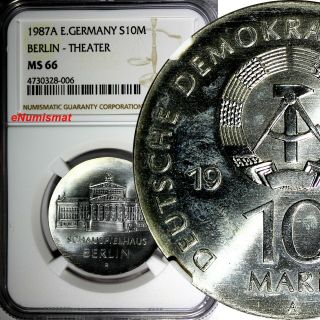 Germany - Democratic Republic Silver 1987 A 10 Mark Ngc Ms66 Top Graded Km 118