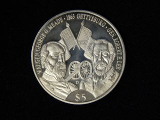 2000 Liberia $5 Gettysburg Commemorative - Uncirculated