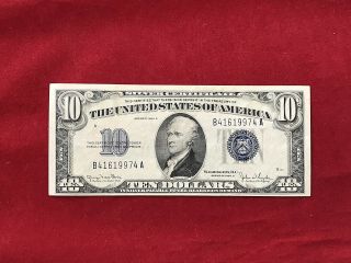 Fr - 1705 1934 D Series $10 Silver Certificate " Wide Bp 1223 " About Uncirculated