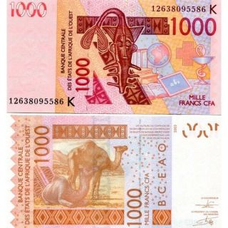 West African 1000 Francs P - 715k 2012 Unc Senegal