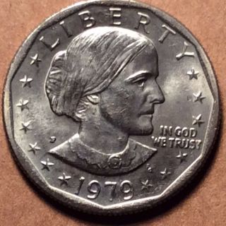 1979 - P Sba Susan B Anthony $1 Dollar Coin Wide Rim Near Date Au - Uncirculated