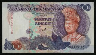 Malaysia (p32a) 100 Ringgit Nd (1992) Avf/f,  Printer: Usbnc