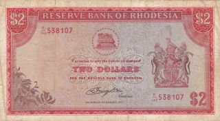 2 Dollars Fine Banknote From Rhodesia 1977 Pick - 31