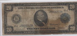 1914 $20 Federal Reserve Note Kansas City Burke Mcadoo