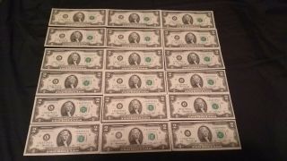 18 Consecutive 1976 Two Dollar Bills Uncirculated $2 Sequential Serial 