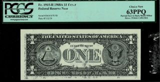 Error 1988 - A $1 Federal Reserve Note Error Pcgs 63ppq