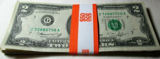 25 Pack ($50.  00) 1976 $2 Bills From Frb Of Chicago Circulated