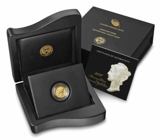 2016 W 1/10 Th Oz Gold Mercury Dime Centennial Commemorative Coin W/ Box And