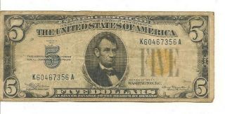 1934 A $5 Silver Certificate Yellow Seal Fine