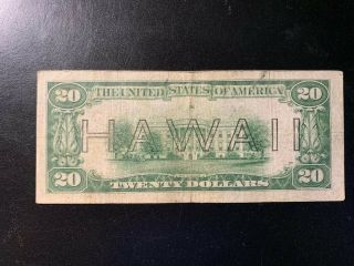 $20.  00 Silver Certificate Series of 1934 A Hawaii 2