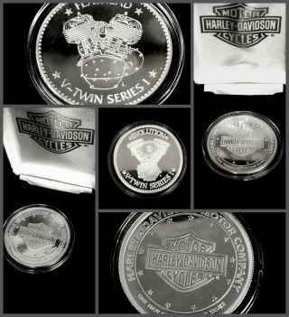 Two (2) 1 Oz.  999 Hd Harley Davidson Silver Coins Encapsulated In Case.