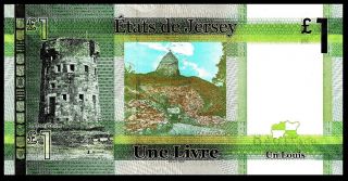 Jersey 1 Pound Banknote,  ND (2010),  P - 32,  UNC,  Europe QE II,  Queen Elizabeth 3