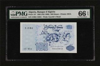 1992 Algeria Banque D Algerie 100 Dinars Pick 137 Pmg 66 Epq Gem Unc