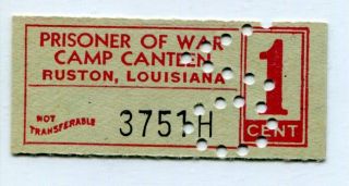 Usa Wwii Pow Prisoner Of War Camp Ruston Louisiana La 1 Cent La - 35 - 3 - 1