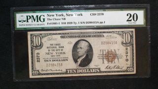 1929 Type 1 Ten Dollar Pmg Vf20 National Bank Note Ch 2370 York $10 Bill