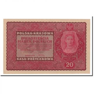 [ 562040] Banknote,  Poland,  20 Marek,  1919,  1919 - 08 - 23,  Km:26,  Unc (65 - 70)