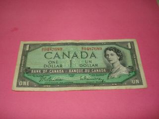 1954 - $1 Canada Note - Canadian One Dollar Bill - Bo9487689