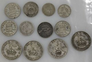 British Empire Silver Content Coins Victoria George V,  VI Circulated Uncertified 3