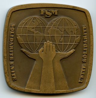 Czech 1978 Bronze Plaque World Trade Union Congress In Prague