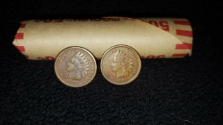Roll Of Wheat Pennies - 50 Penny Cent,  2 Indian Head Pennies 1897 And 1908
