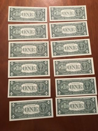 Uncirculated 1969 And 1963 $1 Dollar Bills (A - L) 24 Notes 5